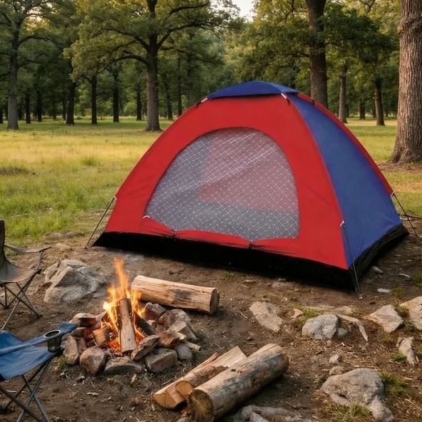 6 Kişilik Manuel Kurulum Kamp Çadırı – Aile, Doğa, Piknik ve Outdoor Kamp Çadırı 220x250x150 cm (5224) ürün görseli 1