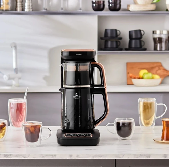Karaca Çaysever Robotea Pro Quartz 4 in 1 Konuşan Çay Makinesi Black Copper ürün görseli 1