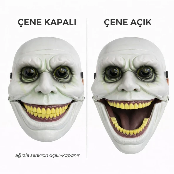 Hareketli Çene Mekanizmalı Yeşil Korku Maskesi ürün görseli 1