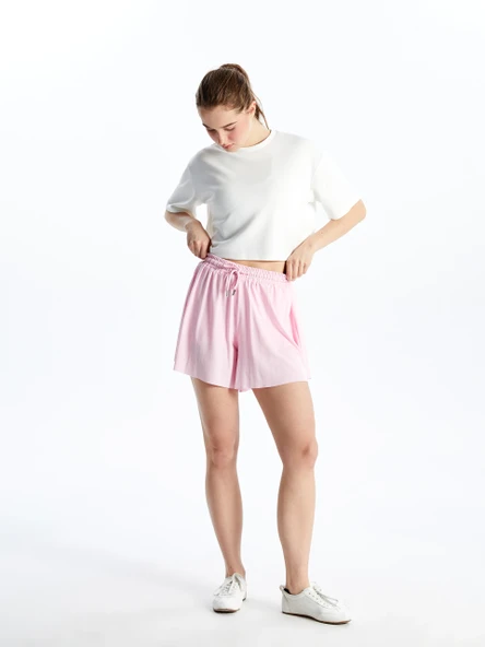 XSIDE ACTIVE Pembe Beli Lastikli Kadın Spor Şort ürün görseli 1