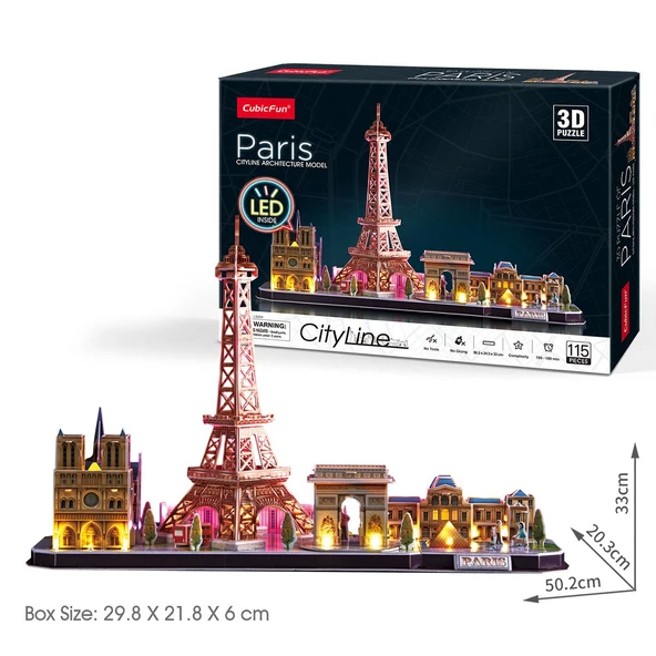 CubicFun Paris 3D Puzzle 115 Parça LED Işıklı - Resim 5
