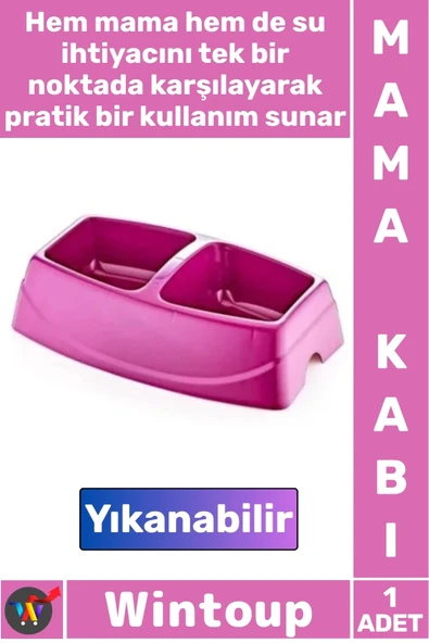 #MamaKabı Dayanıklı Plastik Evcil Hayvan Kedi Köpek Su Kabı Ergonomik Şık İkili Küçük Mama Kabı ürün görseli 1