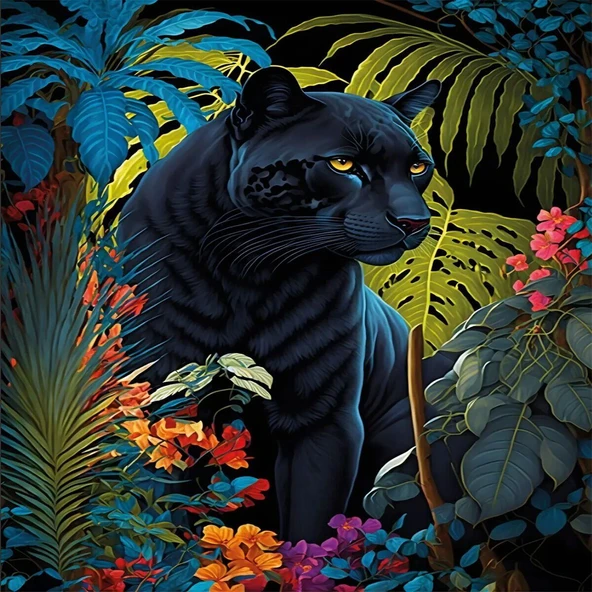 20071 PUZZLE 500 Black Panther With a Tropical ürün görseli 1