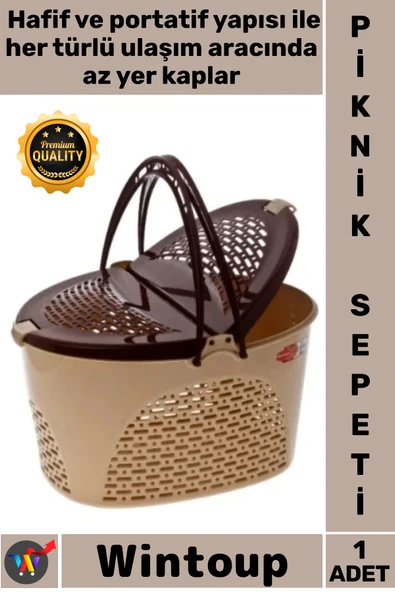 #Sepet Kaliteli Dayanıklı Ergonomik Şık Tasarım Plastik Pratik Portatif Küçük Oval Piknik Sepeti ürün görseli 1