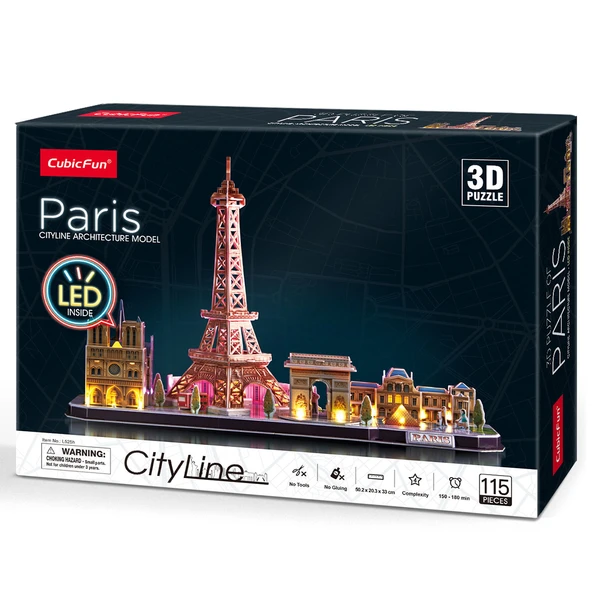 CubicFun Paris 3D Puzzle 115 Parça LED Işıklı - Resim 3