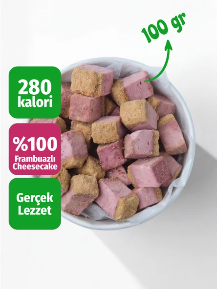 Freeze Dried Frambuazlı Cheesecake – Kurutulmuş Çıtır Cheesecake Küpleri, Tatlı Küpleri Atıştırmalık ürün görseli 1