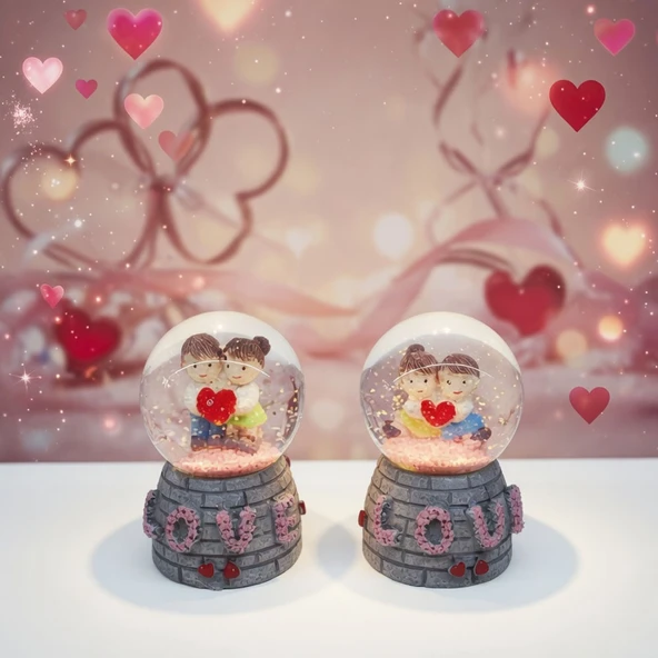 Love Tasarımlı Işıklı Mini Kar Küresi ürün görseli 1
