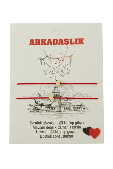 Kalp Arkadaşlık İp Bileklik 2 Adet - Resim 3