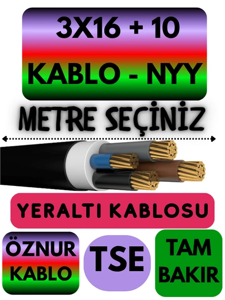 Öznur 3X16 + 10 NYY (Yeraltı Kablosu) Metre Seçenekli ürün görseli 1
