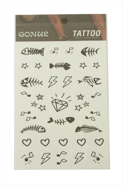 Kalp Balık Tattoo Dövme Sticker ürün görseli 1
