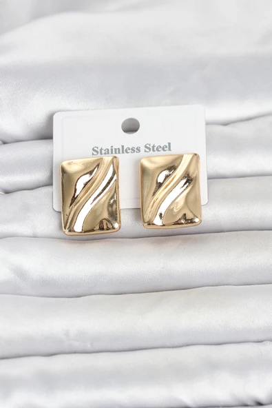 316L Çelik Gold Renk Plaka Model Kadın Küpe TJ-BKP11806 ürün görseli 1