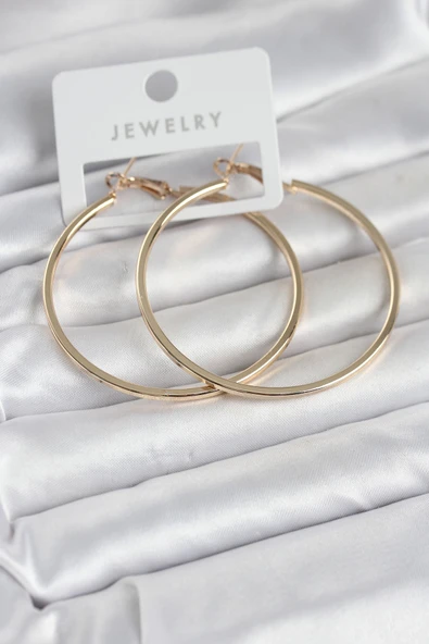 Gold Renk Pirinç Köşeli Kenar Halka 54 mm Kadın Küpe - TJ-BKP11767 ürün görseli 1