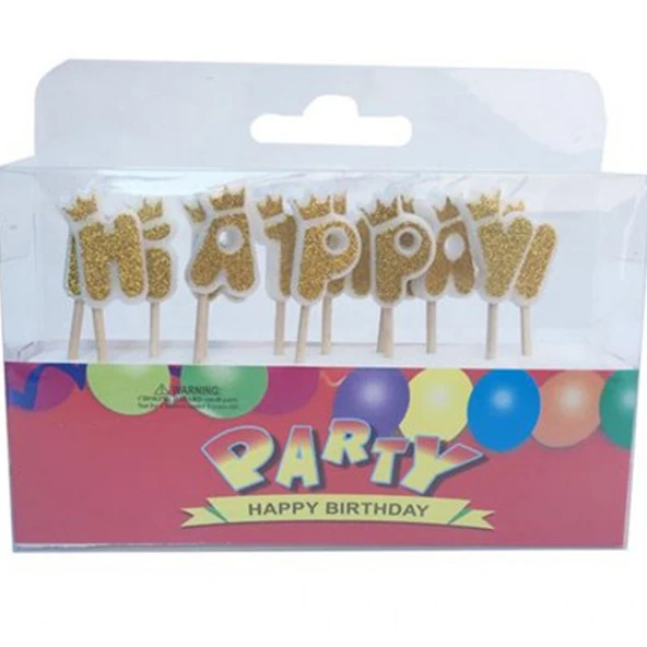 Mum Happy Birthday Taçlı Kürdanlı Pasta Mumu ürün görseli 1
