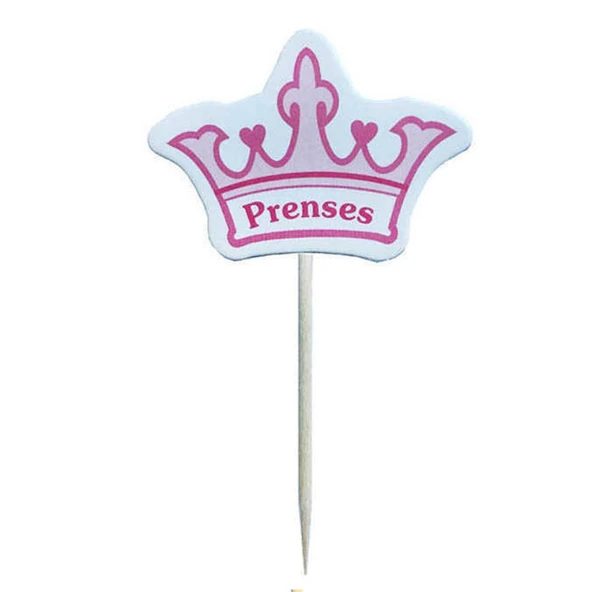 Prenses Taç Küürdan Cupcake Kürdanı Pembe 8cm 10'lu ürün görseli 1