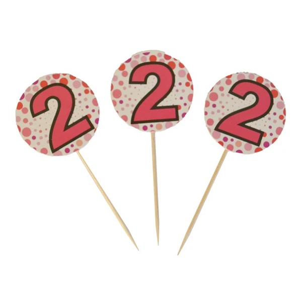 2 Yaş Temalı Pembe Kürdan Pasta Süsü ürün görseli 1