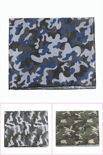 Asker Desenli Keten Bandana 50*50 ürün görseli 1
