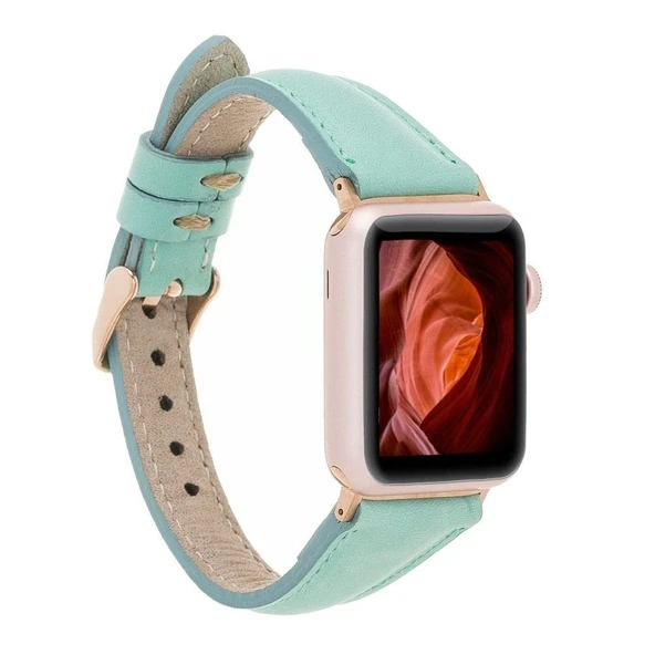 Apple Watch Uyumlu Deri Kordon 42-44-45mm Slim BRN7 ürün görseli 1