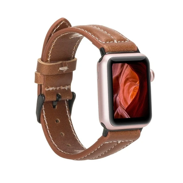 Apple Watch Uyumlu Deri Kordon 42-44-45mm NM3-AS2 Taba ürün görseli 1