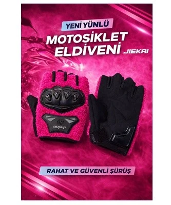 Eldiven Korumalı Parmaksız Peluşlu Fuşya L Beden ürün görseli 1