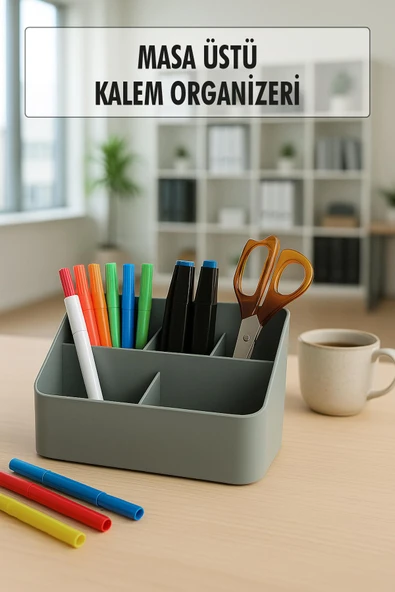 Masaüstü Kalem & Düzenleyici Kalemlik Gri ürün görseli 1