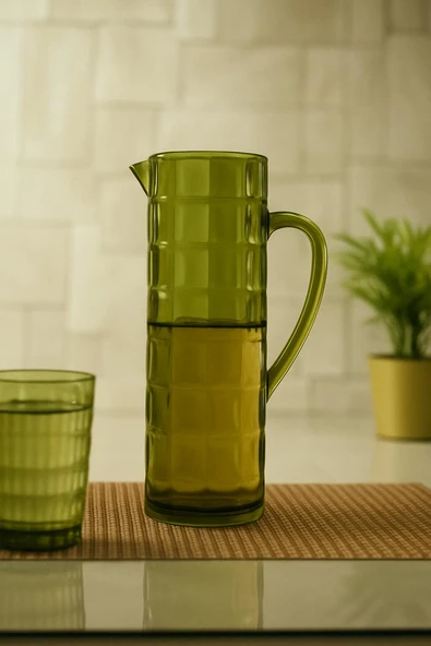 Akrilik Allegra 1,5 Lt Koyu Yeşil Sürahi (Buzdolabı Kapak Rafına Sığar) ürün görseli 1