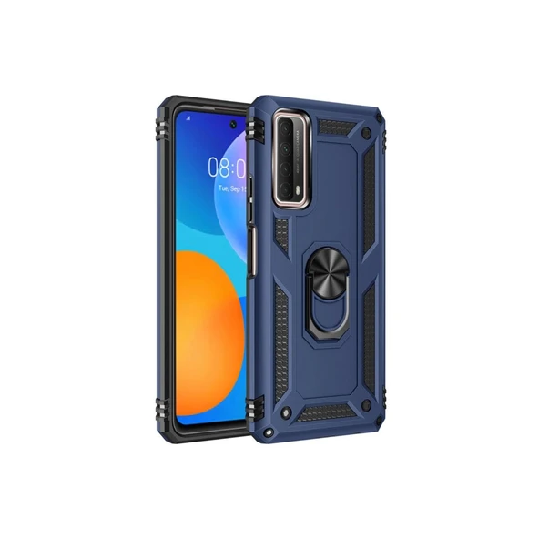 Huawei P Smart 2021 Kılıf Sofya Yüzüklü Silikon Kapak - Lacivert ürün görseli 1