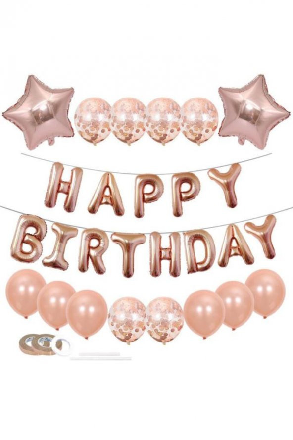Beysüs Rose Gold Happy Birthday Doğumgünü Seti ürün görseli 1