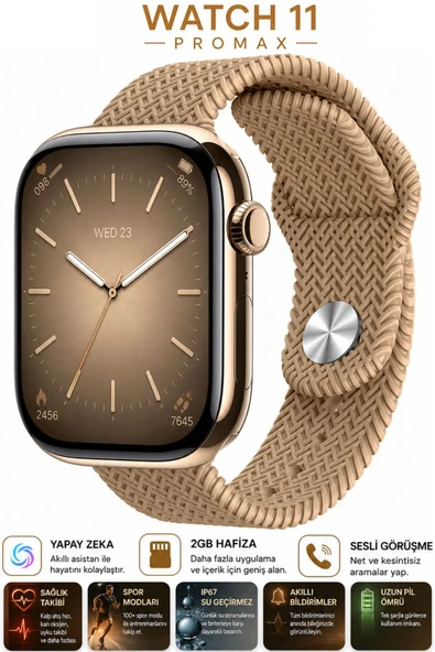 Watch HK11 PRO MAX Kahve Akıllı Saat Sesli Görüşme Yapay Zeka Destekli iPhone Android Uyumlu 8-9-10 ürün görseli 1