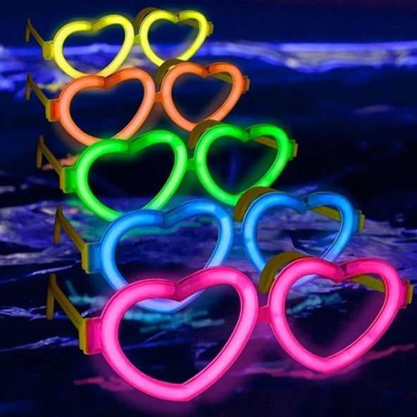Glow Kalpli Fosforlu Gözlük 6’lı Renkli Set – Neon Parti ürün görseli 1