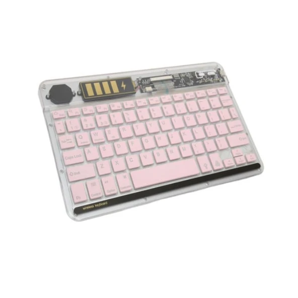 ZR612 Rgb Şeffaf Pembe Bluethooth Klavye ürün görseli 1