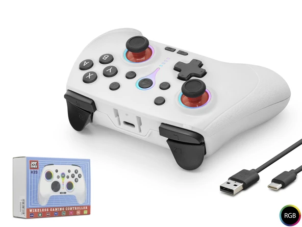 Bluetooth Gamepad Pc Ios Android Switch Ps3 Ps4 Uyumlu Rgb - Beyaz ND505W ürün görseli 1