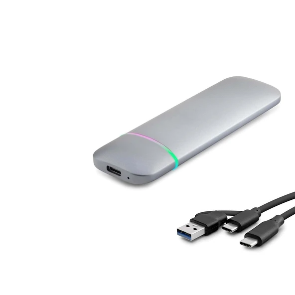 SSD Kutu Type-C 3.1 + Usb3.0 Nvme + Ngff M2 Chıp Rtl9210B Gri HDX1772 ürün görseli 1