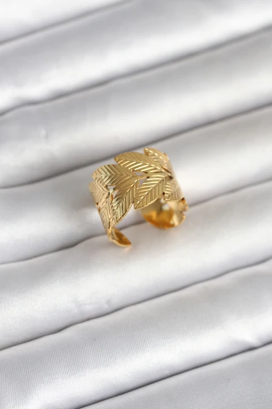 316L Çelik Gold Renk Başak Modeli Kadın Yüzük TJ-BYK4162 ürün görseli 1