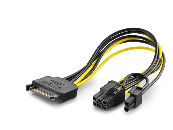 Sata To 6+2 Pin Ekran Kartı Power Kablosu 26 Cm - Siyah HDX5570 ürün görseli 1
