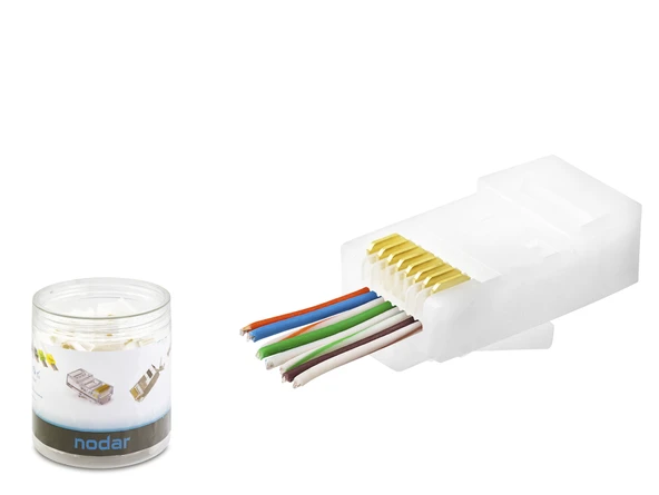 Cat6 Ez Rj45 Konnektör - 100 Adet Beyaz / Özel Plastik Kutulu ND2406 ürün görseli 1