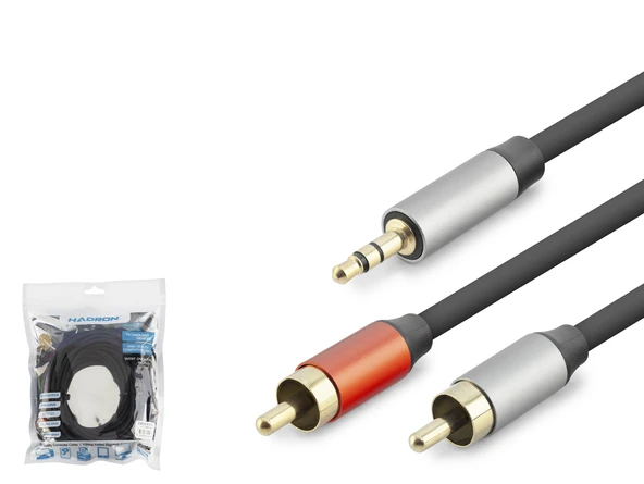 3.5 Mm To 2 Rca Ses Kablosu 10 M - Siyah HDX1076 ürün görseli 1