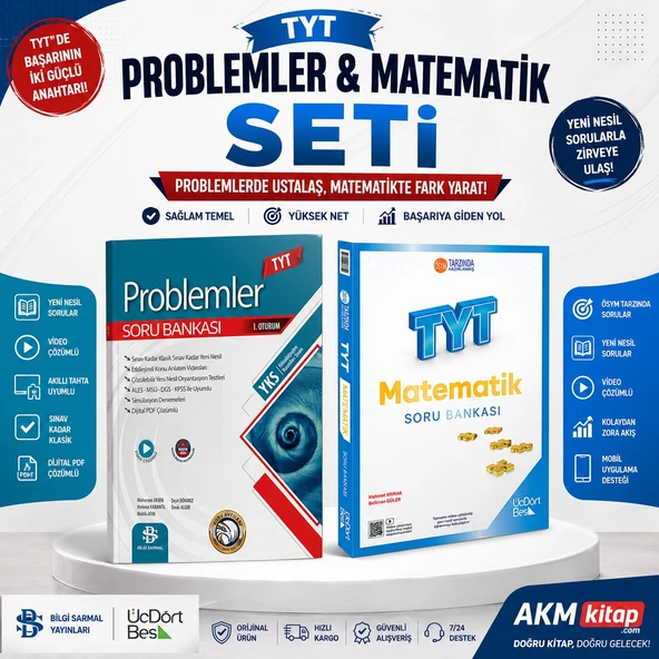 Üç Dört Beş TYT Matematik ve Bilgi Sarmal Problemler Soru Bankası 2 Kitap Set ürün görseli 1