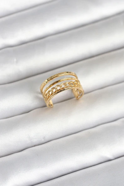 Nevamel® 316L Çelik Gold Renk Zincirli Vintage Model Kadın Yüzük 5886 ürün görseli 1