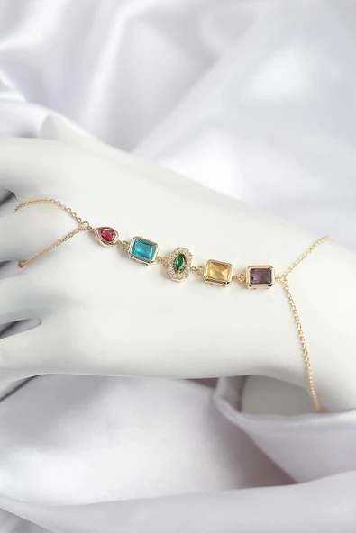 Nevamel® Pirinç Renkli Zirkon Taşlı Model Gold Renk Şahmeran 5886 ürün görseli 1