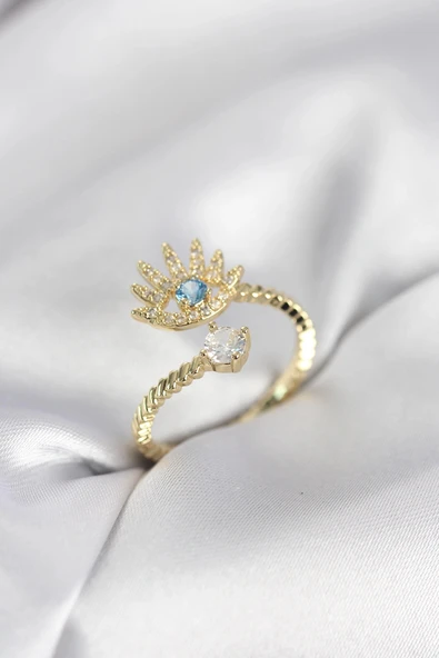 Nevamel® Gold Renk Göz Model Zirkon Taşlı Kadın Yüzük 5886 ürün görseli 1