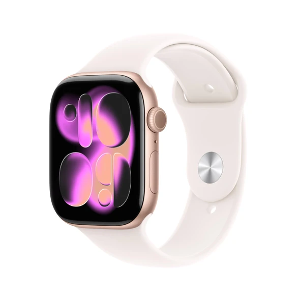 Apple Watch Series 11 GPS + Cellular 46mm Roze Altın Rengi Alüminyum Kasa ve Bulut Pembesi Kordon M/L ürün görseli 1