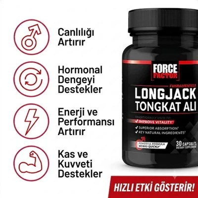 Force Factor LongJack Tongkat Ali 30 Kapsül - Resim 3