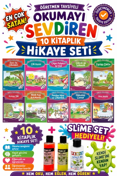 2.Sınıf Öğretmen Tavsiyeli Okumayı Sevdiren 32 Sayfa 10 Kitaplık Hikaye Seti (Slime Set Hediyeli) ürün görseli 1