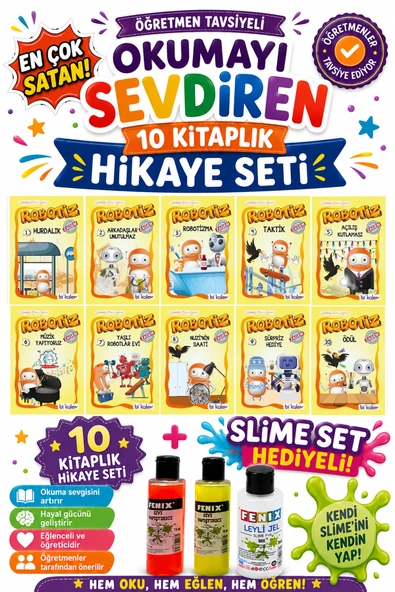 1. Sınıf Öğretmen Tavsiyeli Okumayı Sevdiren 16 Sayfa 10 Kitaplık Hikaye Seti -2(Slime Set Hediyeli) ürün görseli 1