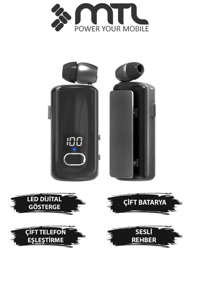 Makaralı Bluetooth Kulaklık Digital Göstergeli Çift Telefon Destekli MT983 ürün görseli 1