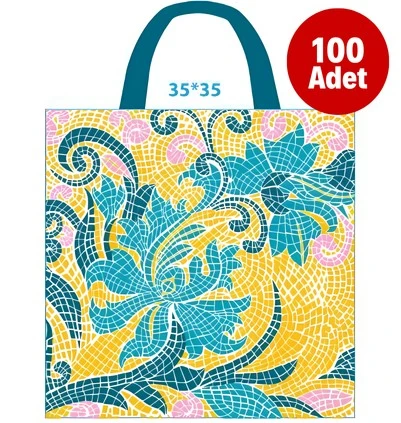 BEZ ÇANTA MOZAİK DESENLİ KULPLU 35X35 100'LÜ ürün görseli 1