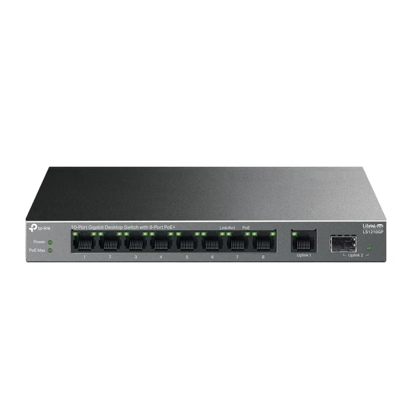 TP-LINK LS1210GP 8 Port PoE+ + 10 Port Gigabit Switch ürün görseli 1