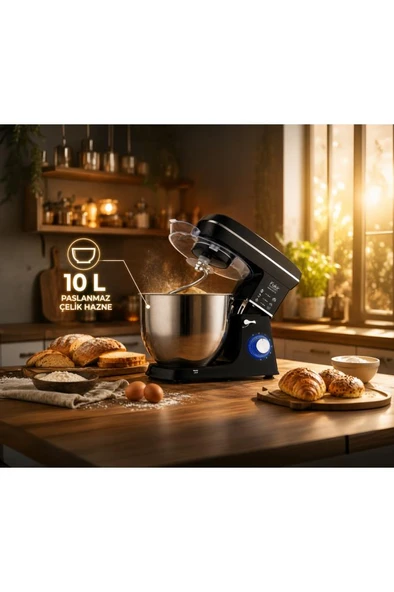 Maxychef Hamur Yoğurma & Stand Mikser 10 Lt 2000w Siyah ürün görseli 1