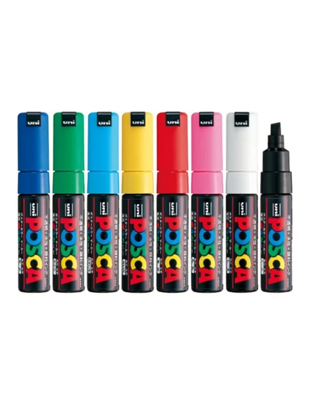 Uniball Posca Su Bazlı Markör Kalem Seti 8Mm 7+1Li Pc-8K ürün görseli 1