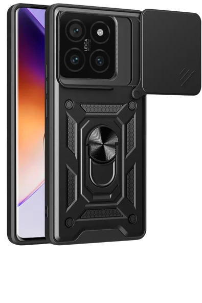 Newface Xiaomi Mi 14T Pro Kılıf Pars Lens Yüzüklü Silikon - Siyah ürün görseli 1